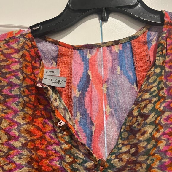 Anthropologie x Bl^nk London Miranda Peasant‎ Multicolor Blouse Women's Size XS - Picture 7 of 10
